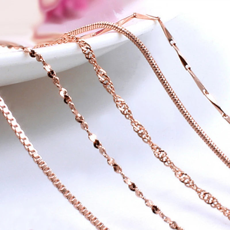 Rose Gold Plain Chain Necklace