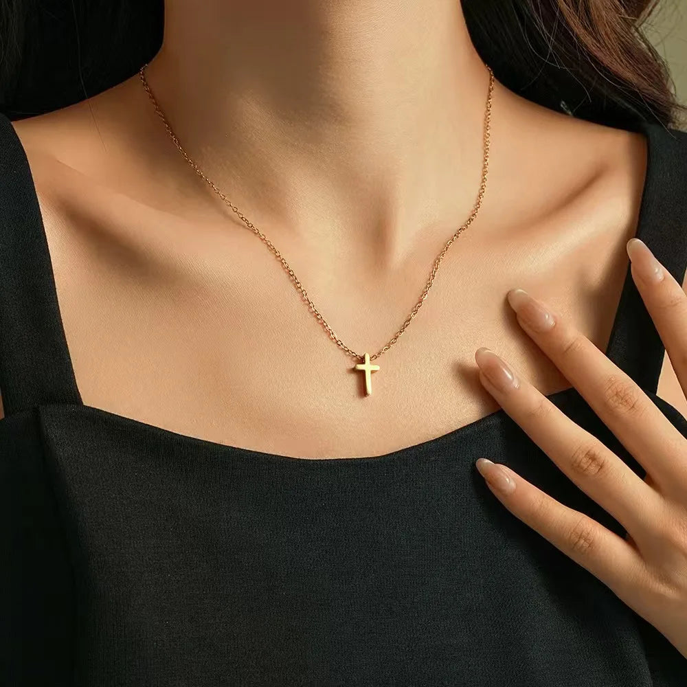 Minimalist Cross Shape Pendant Necklace