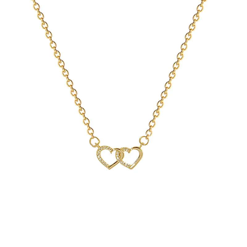 Double Heart Pendant Necklaces